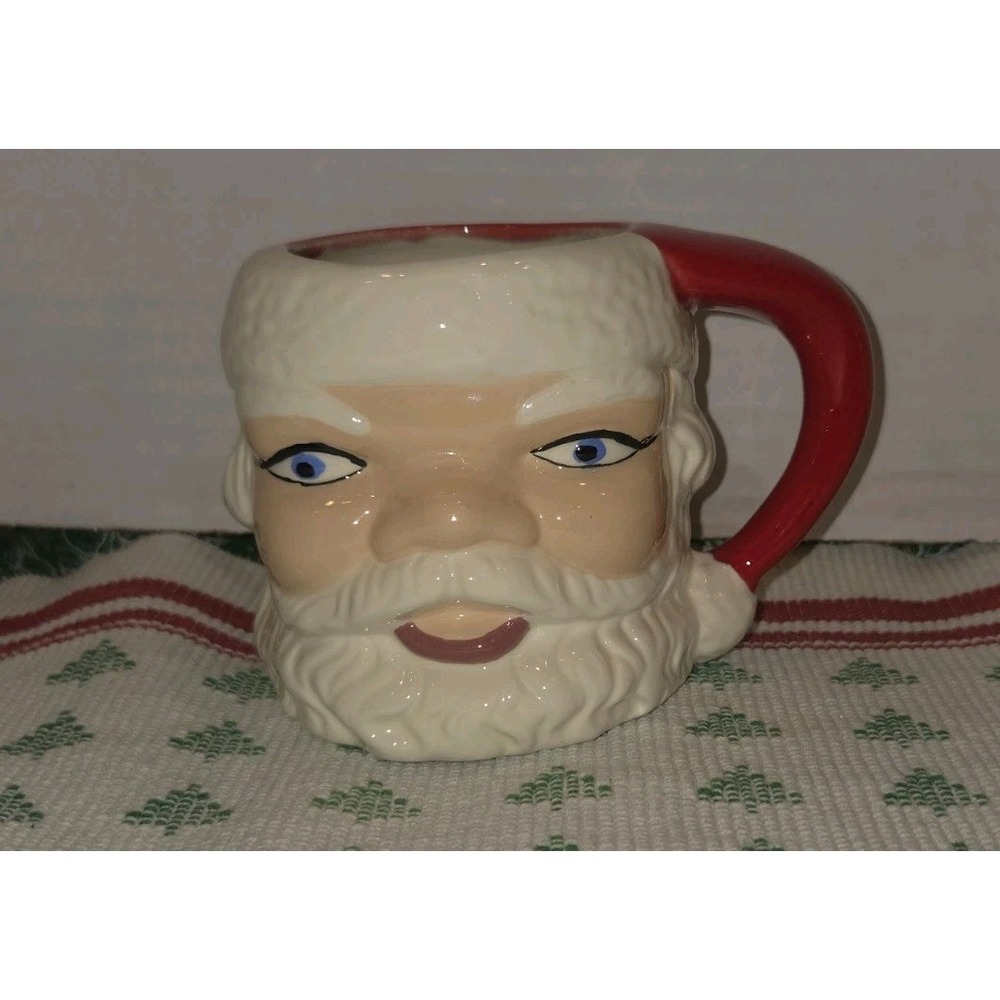 Vintage Ceramic Santa Claus Christmas Mug Cup Holland Mold 4" X-Mad Hand Painted